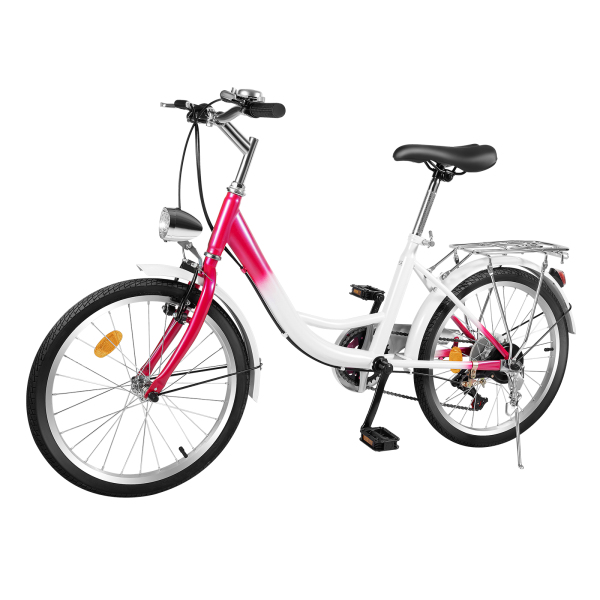 Bicicleta infantil de 20 pulgadas para niños y niñas, 6 velocidades, bicicleta de montaña con lámpara para 12-16 años