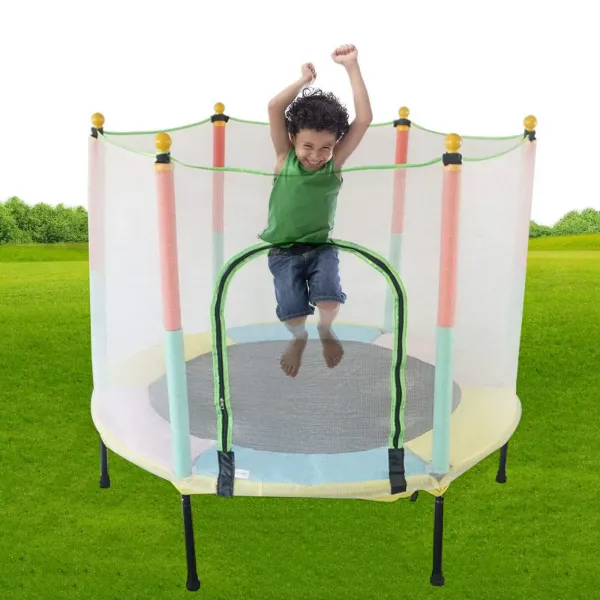 Cama elástica infantil de 140 cm, con red completa, para exteriores, resistencia de 70kg Cama elástica infantil de 140 cm, con red completa, para exteriores, resistencia de 70kg