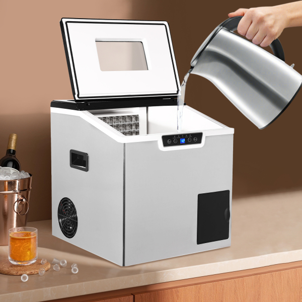 150-180W Máquina para hacer hielo picado y cubitos de hielo, Pantalla LCD, 12-22 min/32 piezas de hielo, Hielo cuadrado, 37,5 x 39,5 x 42 cm 150-180W Máquina para hacer hielo picado y cubitos de hielo, Pantalla LCD, 12-22 min/32 piezas de hielo, Hielo cuadrado, 37,5 x 39,5 x 42 cm