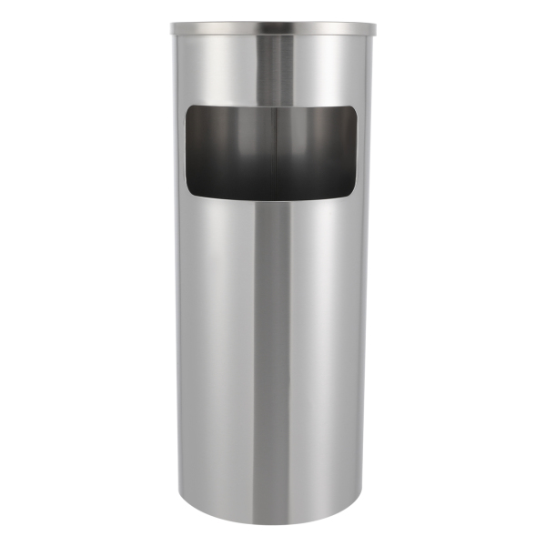 Cenicero de pie de 30 L con cubo de basura, de acero inoxidable