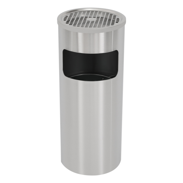 Cenicero de pie de 30 L con cubo de basura, de acero inoxidable