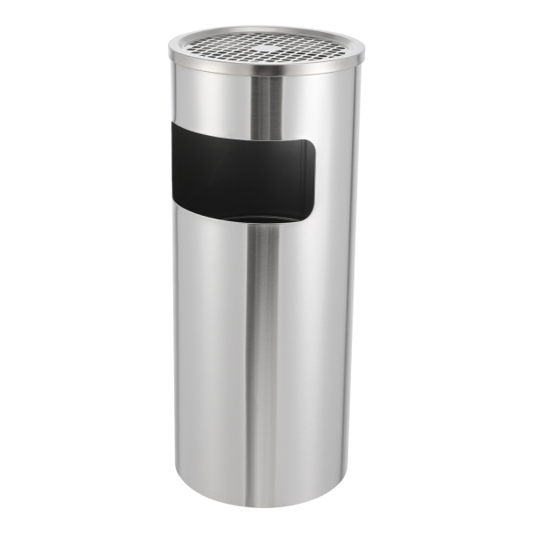 Cenicero de pie de 30 L con cubo de basura, de acero inoxidable