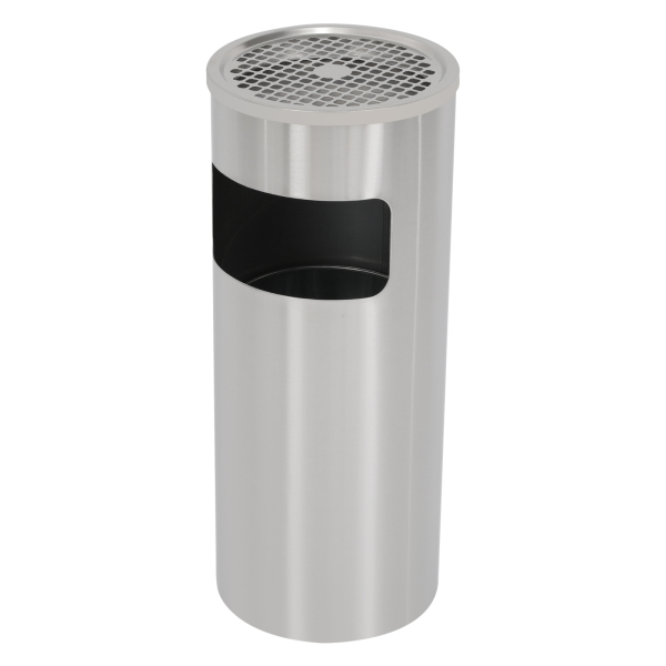 Cenicero de pie de 30 L con cubo de basura, de acero inoxidable
