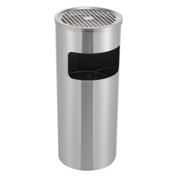 Cenicero de pie de 30 L con cubo de basura, de acero inoxidable