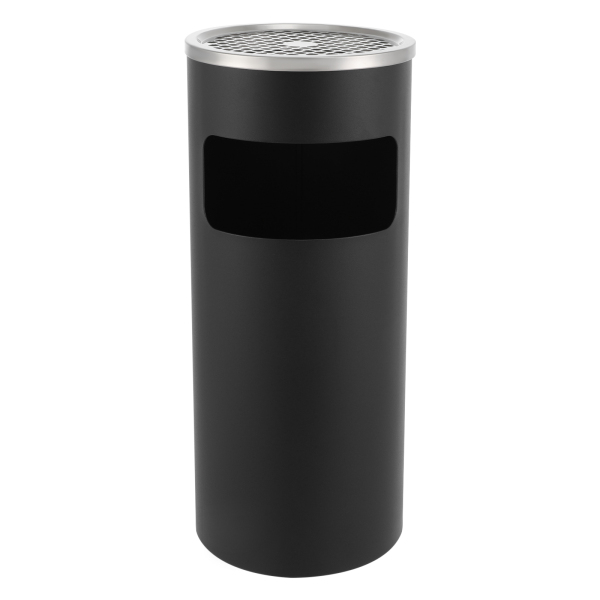 Cenicero de pie de 30 L con cubo de basura, de acero inoxidable, negro
