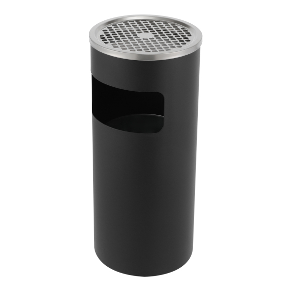 Cenicero de pie de 30 L con cubo de basura, de acero inoxidable, negro
