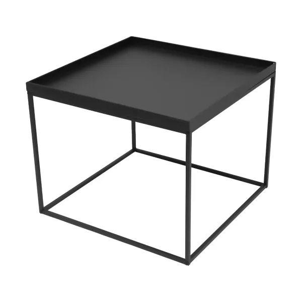 Mesa auxiliar cuadrada pequeña de 24 pulgadas, mesa de refrigerios para interiores y exteriores antioxidante e impermeable (61 x 61 x 47 cm), negro