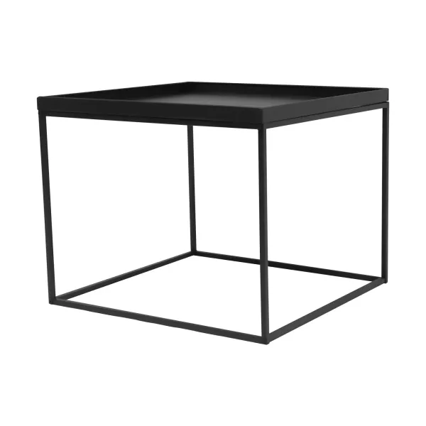 Mesa auxiliar cuadrada pequeña de 24 pulgadas, mesa de refrigerios para interiores y exteriores antioxidante e impermeable (61 x 61 x 47 cm), negro