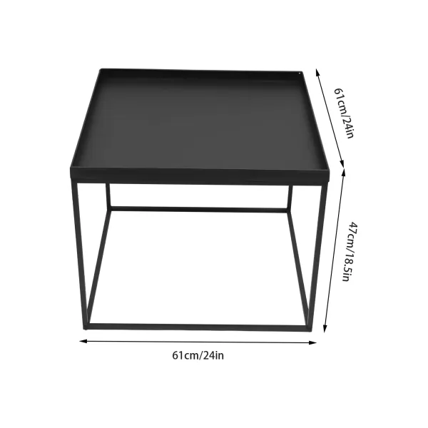 Mesa auxiliar cuadrada pequeña de 24 pulgadas, mesa de refrigerios para interiores y exteriores antioxidante e impermeable (61 x 61 x 47 cm), negro