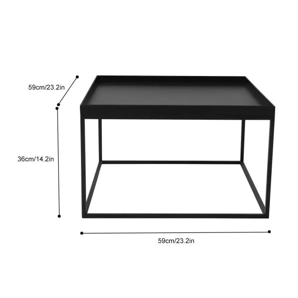 Mesa auxiliar, mesa de café, mesita de noche, mesa decorativa de sofá, mesa cuadrada para salón, terraza, jardín (59 x 59 x 36 cm), color negro