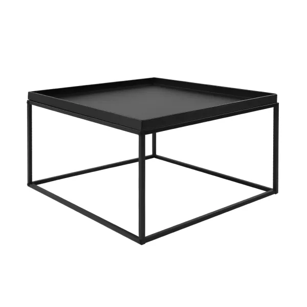 Mesa auxiliar, mesa de café, mesita de noche, mesa decorativa de sofá, mesa cuadrada para salón, terraza, jardín (59 x 59 x 36 cm), color negro