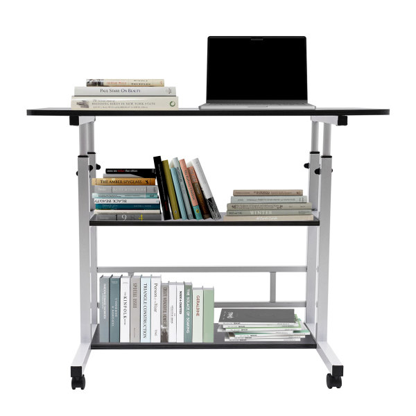 Mesa auxiliar, Mesa para portátil con ruedas, Fácil de mover y fijar, Fuerte capacidad de carga, Altura ajustable: 63-90cm