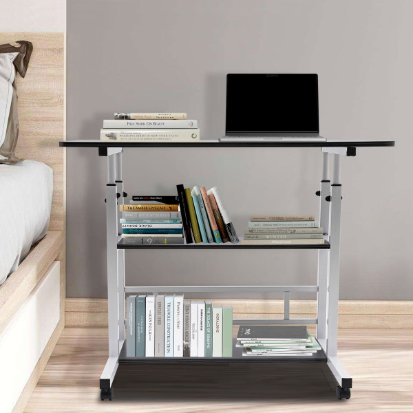 Mesa auxiliar, Mesa para portátil con ruedas, Fácil de mover y fijar, Fuerte capacidad de carga, Altura ajustable: 63-90cm