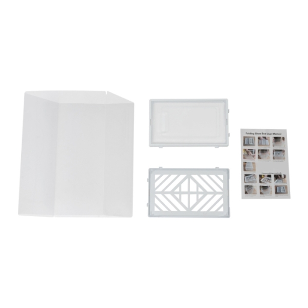 Marco apilable de dos extremos para 20 cajas de zapatos, puerta transparente, diseño hueco - blanco