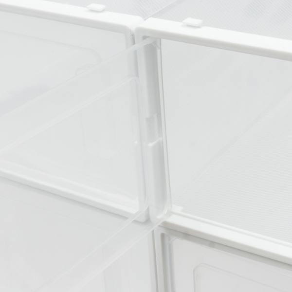 Marco apilable de dos extremos para 20 cajas de zapatos, puerta transparente, diseño hueco - blanco