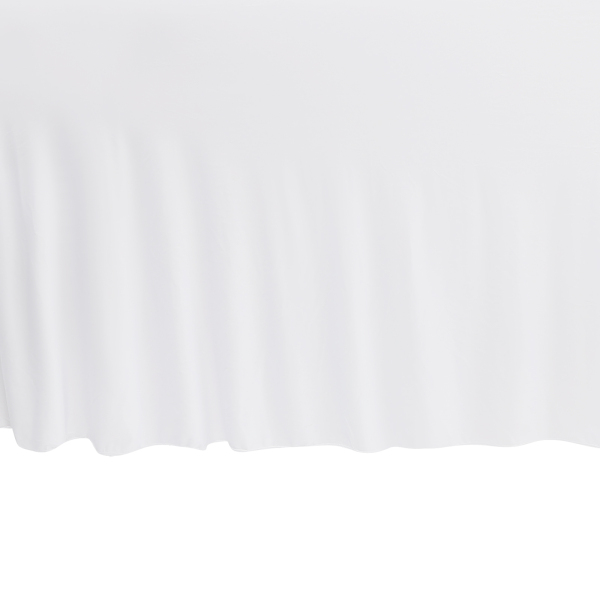 2 PCS 8ft Poliéster falda de mesa ajustado mantel elástico, de una sola pieza libre de arrugas diseño de volantes Blanco