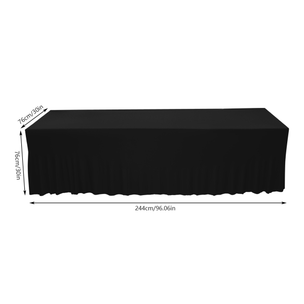 2-Pack 8 pies de poliéster falda de mesa ajustado, blanco mantel elástico, de una sola pieza sin arrugas, diseño de volantes