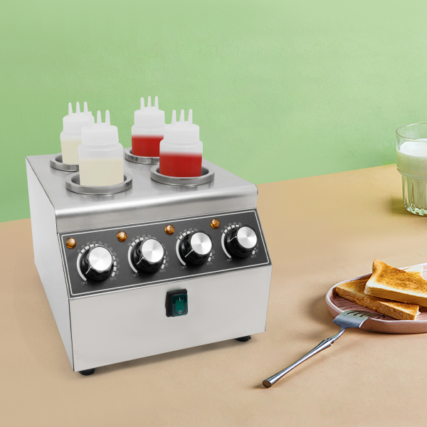 Calentador de salsa eléctrico, máquina calentadora de salsa de acero inoxidable con botella exprimidora