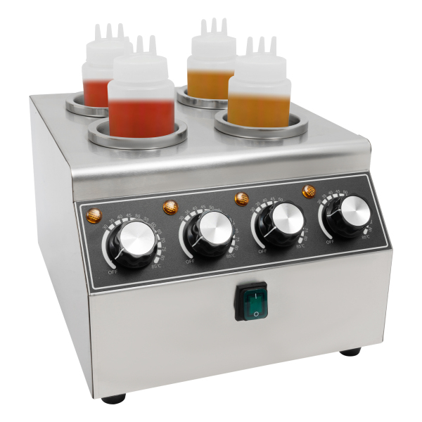 Calentador de salsa eléctrico, máquina calentadora de salsa de acero inoxidable con botella exprimidora