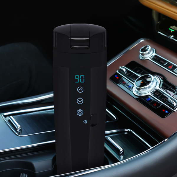 Hervidor de agua de viaje para coche, Taza calefactora con protección antidesbordamiento y revestimiento de acero inoxidable