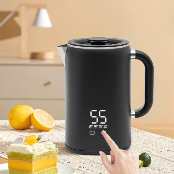 Hervidor eléctrico, Hervidor eléctrico para hervir agua, Capacidad: 1.7L, 1500W, 21*14.5*23cm, Negro