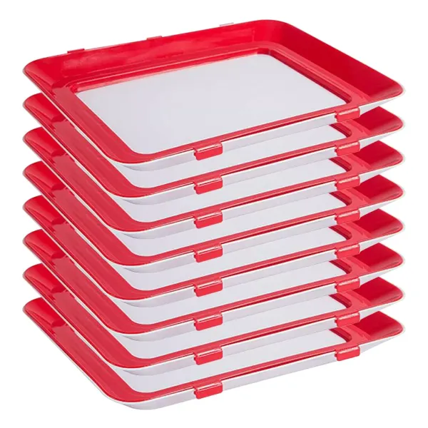 Juego de 8 bandejas de conservación de alimentos al vacío, apilable y reutilizable, contenedor de alimentos con tapa de plástico para verduras