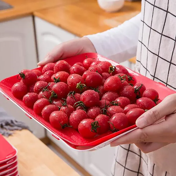 Juego de 8 bandejas de conservación de alimentos al vacío, apilable y reutilizable, contenedor de alimentos con tapa de plástico para verduras