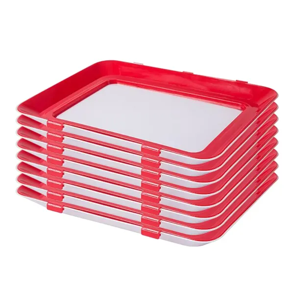 Juego de 8 bandejas de conservación de alimentos al vacío, apilable y reutilizable, contenedor de alimentos con tapa de plástico para verduras