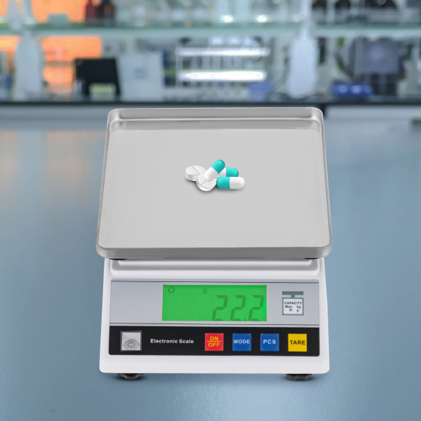 Balanza analítica de alta precisión, Balanza científica inteligente de laboratorio con función de recuento y tara, Blanco Balanza analítica de alta precisión, Balanza científica inteligente de laboratorio con función de recuento y tara, Blanco