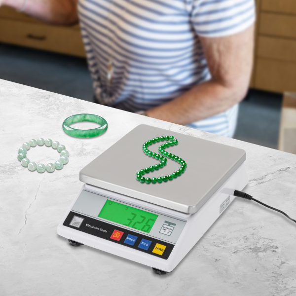 Balanza analítica de alta precisión, Balanza científica inteligente de laboratorio con función de recuento y tara, Blanco Balanza analítica de alta precisión, Balanza científica inteligente de laboratorio con función de recuento y tara, Blanco