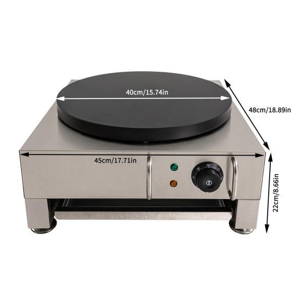 Máquina eléctrica para hacer crepes, plancha grande para crepes de 16 pulgadas con esparcidor de madera Máquina eléctrica para hacer crepes, plancha grande para crepes de 16 pulgadas con esparcidor de madera