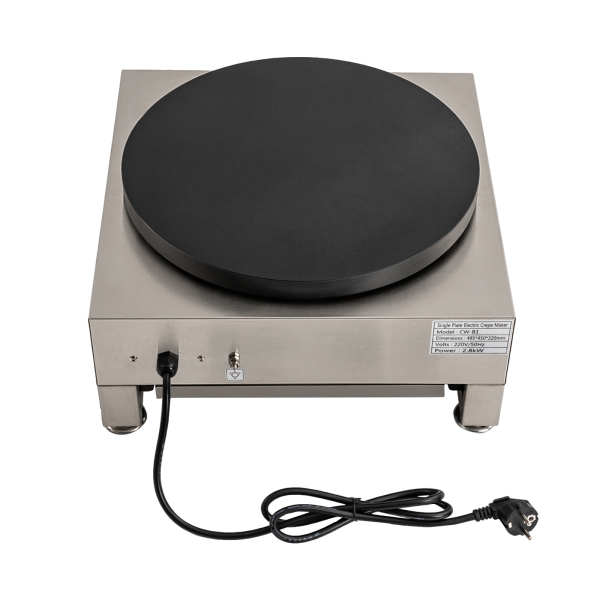 Máquina eléctrica para hacer crepes, plancha grande para crepes de 16 pulgadas con esparcidor de madera
