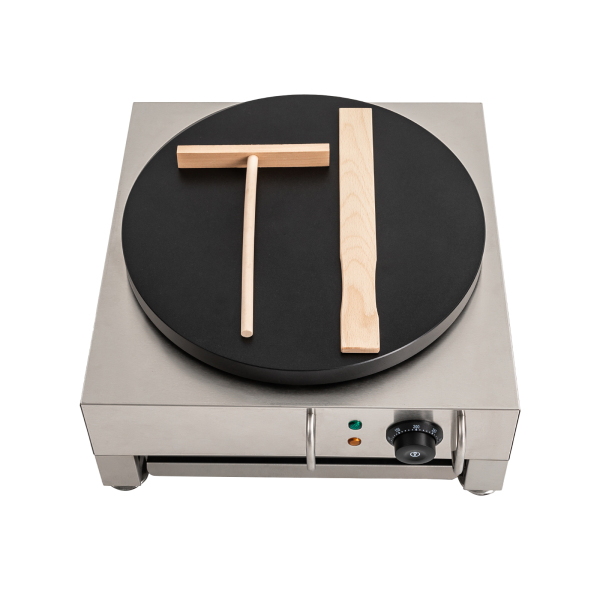 Máquina eléctrica para hacer crepes, plancha grande para crepes de 16 pulgadas con esparcidor de madera