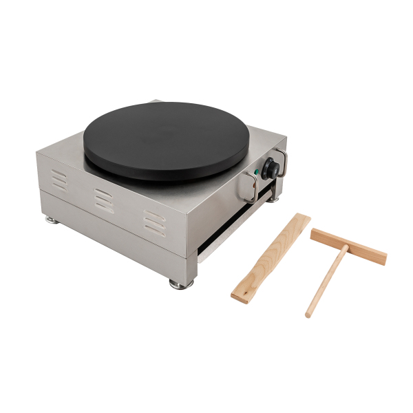 Máquina eléctrica para hacer crepes, plancha grande para crepes de 16 pulgadas con esparcidor de madera