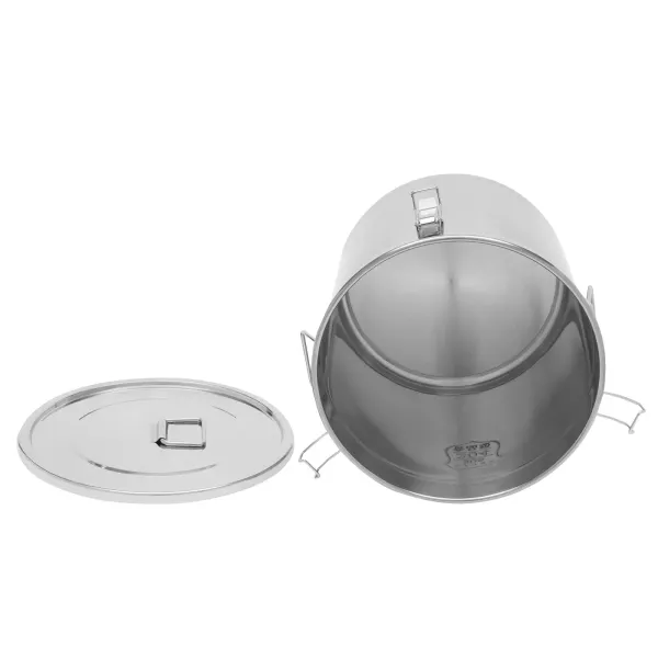 Cubo con tapa y abrazadera de bloqueo hermético para alimentos, de acero inoxidable para cocina 33L, recipiente para almacenar alimentos secos/húmedos