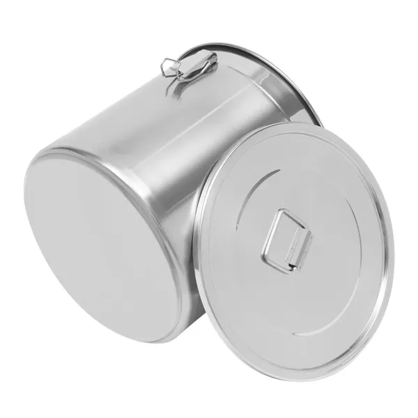 Cubo con tapa y abrazadera de bloqueo hermético para alimentos, de acero inoxidable para cocina 33L, recipiente para almacenar alimentos secos/húmedos