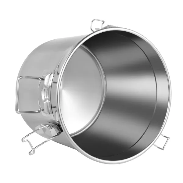 Cubo con tapa y abrazadera de bloqueo hermético para alimentos, de acero inoxidable para cocina 33L, recipiente para almacenar alimentos secos/húmedos
