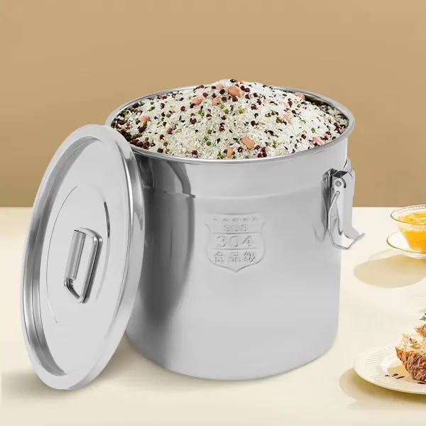Bidón hermético para alimentos, cocina, granos, recipiente para cereales, recipiente para cocina, acero inoxidable, cubo de harina con tapa (21 l) Bidón hermético para alimentos, cocina, granos, recipiente para cereales, recipiente para cocina, acero inoxidable, cubo de harina con tapa (21 l)