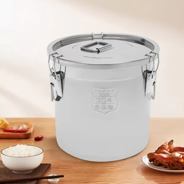 Bidón hermético para alimentos, cocina, granos, recipiente para cereales, recipiente para cocina, acero inoxidable, cubo de harina con tapa (21 l)