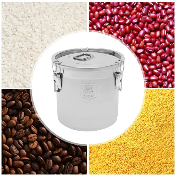 Bidón hermético para alimentos, cocina, granos, recipiente para cereales, recipiente para cocina, acero inoxidable, cubo de harina con tapa (21 l)