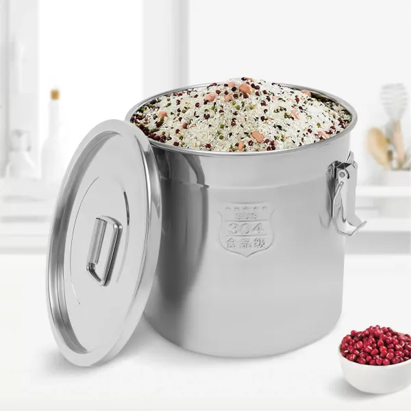Bidón hermético para alimentos, cocina, granos, recipiente para cereales, recipiente para cocina, acero inoxidable, cubo de harina con tapa (21 l)