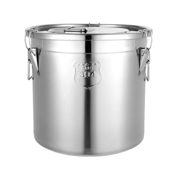 Bidón hermético para alimentos, cocina, granos, recipiente para cereales, recipiente para cocina, acero inoxidable, cubo de harina con tapa (21 l)