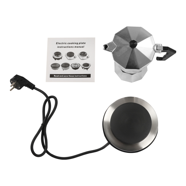 Miniestufa eléctrica de una sola placa calefactora de 500 W para 3 tazas (Cafetera de espresso)