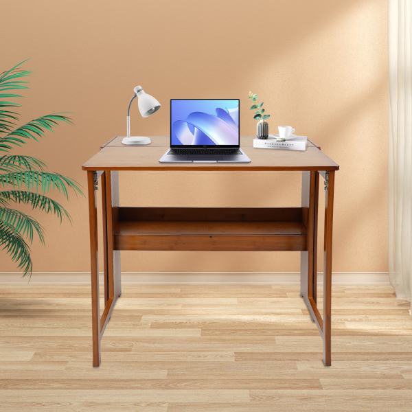 Escritorio plegable pequeño de 83 cm, mesa plegable para oficina en casa, escritorio compacto plegable - bronceado Escritorio plegable pequeño de 83 cm, mesa plegable para oficina en casa, escritorio compacto plegable - bronceado