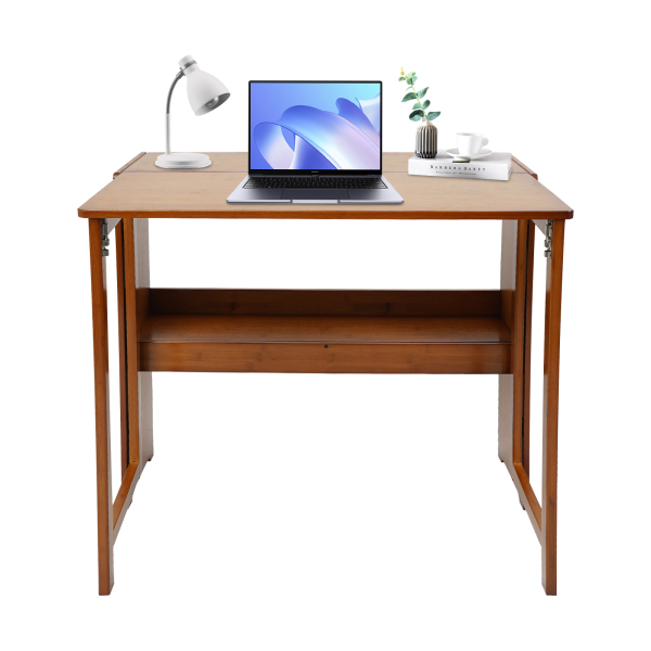 Escritorio plegable pequeño de 83 cm, mesa plegable para oficina en casa, escritorio compacto plegable - bronceado