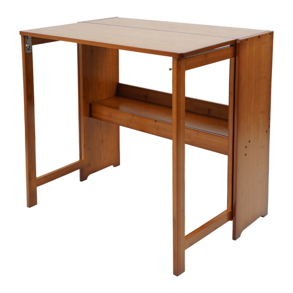 Escritorio plegable pequeño de 83 cm, mesa plegable para oficina en casa, escritorio compacto plegable - bronceado