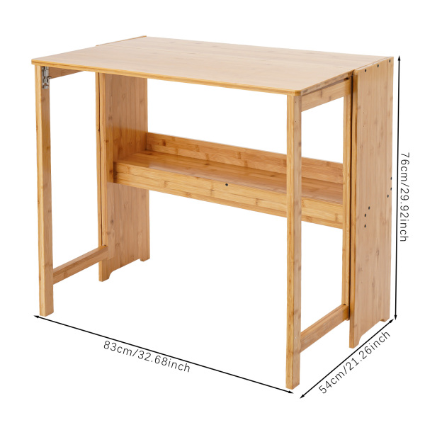 Escritorio plegable pequeño de 83 cm, mesa plegable para oficina en casa, escritorio compacto plegable - Color madera