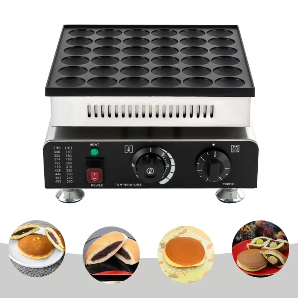 900W Mini máquina para hacer panqueques, 50-300℃, máquina para hacer panqueques de 36 orificios, máquina para hacer gofres eléctrica, 33 * 32 * 20cm