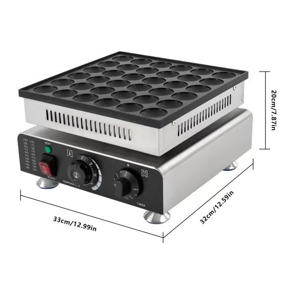 900W Mini máquina para hacer panqueques, 50-300℃, máquina para hacer panqueques de 36 orificios, máquina para hacer gofres eléctrica, 33 * 32 * 20cm