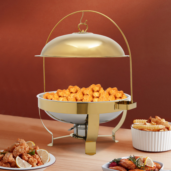 Juego de calentadores redondos bufé con plato para calentar, juego de servidores y calentadores para bufé, Dorado Juego de calentadores redondos bufé con plato para calentar, juego de servidores y calentadores para bufé, Dorado